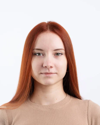 close-up portrait of a professional woman with neutral expression for facial recognition identification